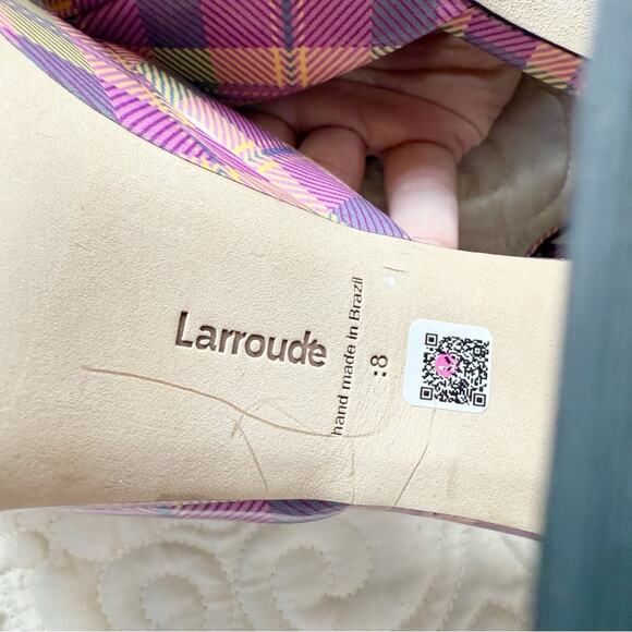 Larroude Ari Pumps in Pink Tartan Patent Leather Sz 8 - Picture 4 of 7